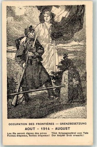 1914 Künstlerkarte Occupation des Frontieres Grenzbesetzung Soldat Uniform Gewehr sign. A. Schwaz