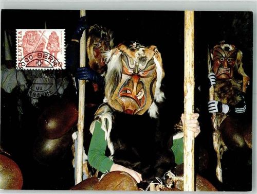 3177 Laupen BE 1984 Foto AK Masken Achetringele Briefmarke Bildseite