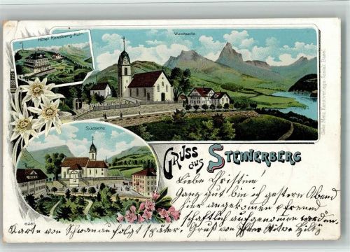 6416 Steinerberg 1902 BOAKC Lithographie Hotel Rossberg Kulm