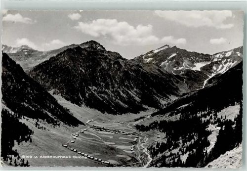 9497 Steg Foto AK Alpenkurhaus Succa Berge Schnee