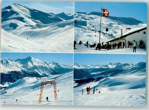 7076 Parpan - Winter Skilift Skifahrer Skigebiet Stätzerhorn