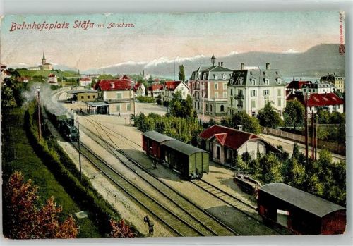 8712 Stäfa 1907 - Bahnhofsplatz Eisenbahn