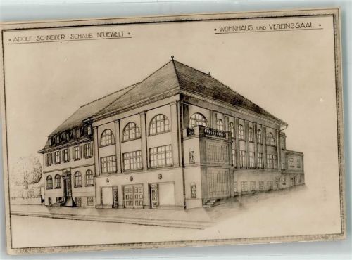 4142 Münchenstein Künstlerkarte Wohnhaus und Vereinshaus Adolf Schneider Schaub Neue Welt