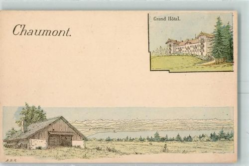 2067 Chaumont Karte beschädigt Grand Hotel sign Künstlerkarte