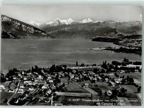 3645 Gwatt Thun Gebrauchsspuren Fliegeraufnahme Campingplatz