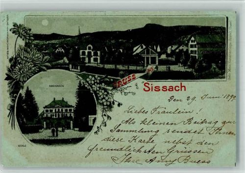 4450 Sissach 1899 BOAKC Lithographie/Mondschein Ebenrain