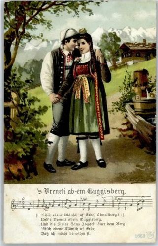 3158 Guggisberg Lithographie Tracht