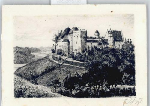 5600 Lenzburg Radierung Schloss handsigniert