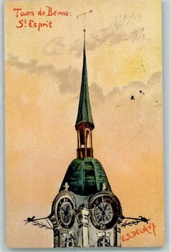 3000 Bern Berne 1917 Künstlerkarte Tours de Berne St. Esprit sign E. S. Devaux