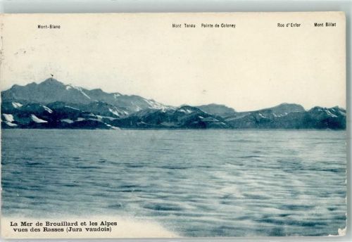 Le Mont Blanc 1909 - La Mer de Brouillard et les Alpes vues des Rasses Jura vaudois Mont Tendu Pointe de Coloney Roc d'Enfer Mont Billat