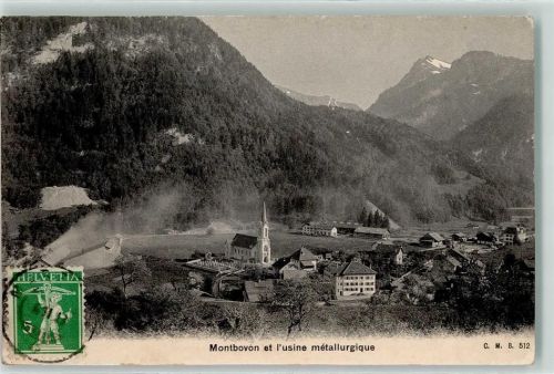 1669 Montbovon Les Cases 1913 - Usine metallurgique Eglise