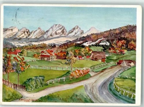 Churfirsten Künstlerkarte sign. Briquet-Lasius