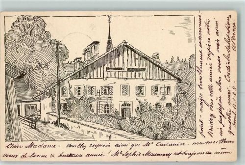 2056 Dombresson 1908 Künstlerkarte Pfarrhaus sign Ort lt. Stempel