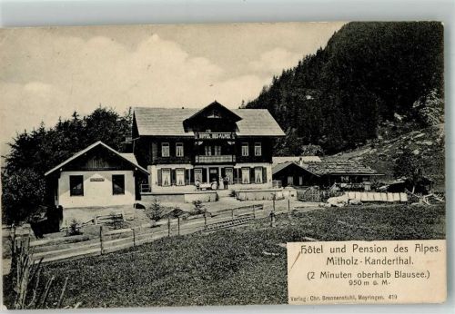 3717 Blausee-Mitholz 1910 Foto AK Hotel Pension des Alpes