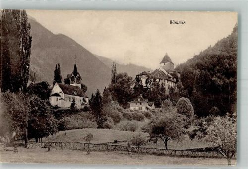 3752 Wimmis Foto AK Kirche Burg Schloss