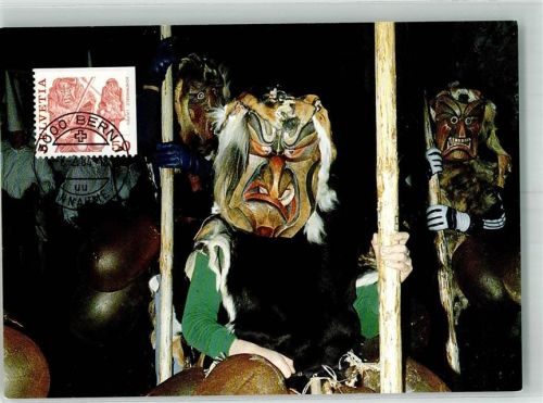 3177 Laupen BE 1984 Foto AK Masken Achetringele Briefmarke Bildseite