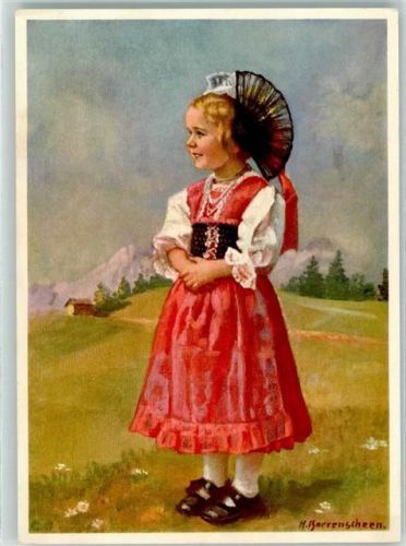 6500 Bellinzona Künstlerkarte Mädchen sign. Gorrenscheen Ort handschriftlich