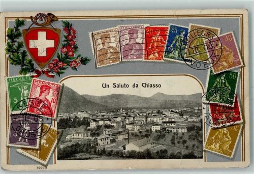 6830 Chiasso 1909 Prägedruck Passepartout Briefmarkenabbildungen Verlag Guggenheim 14553