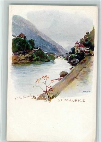 1890 St-Maurice Künstlerkarte sign. Hedmont