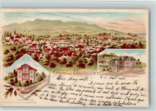 9242 Oberuzwil 1900 BOAKC Hotel Gemeindehaus Lithographie