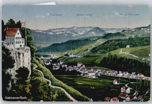 9425 Thal Gebrauchsspuren Steinerner Tisch, Rheineck, Vorarlberge, Walzenhausen