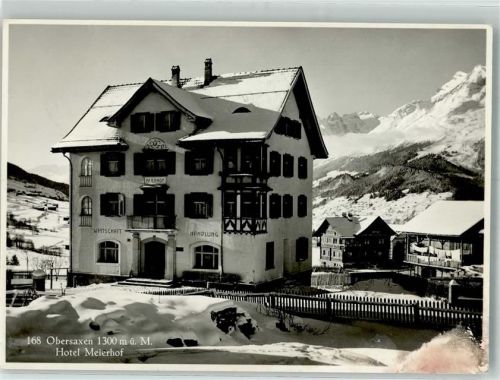 7134 Obersaxen Meierhof 1942 Gebrauchsspuren Hotel Miuerhof Winter