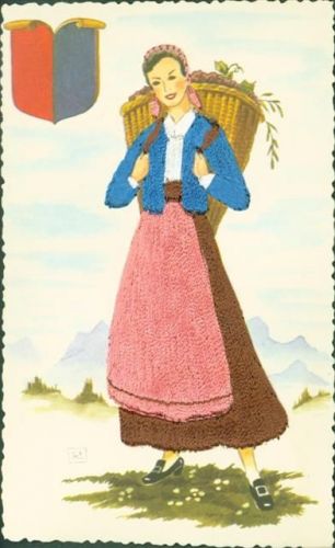 AK mit Stickerei echte Seidenfäden