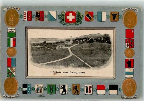 8825 Hütten Prägedruck Wappen Telldenkmal St. Jakob Denkmal Nationaldenkmal Genf Winkelrieddenkmal Langmoos Passepartout Feldpost Mitr. Kp. III/24