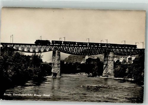 5200 Brugg AG 1947 Foto AK Eisenbahn - Brücke Bruck-Basel