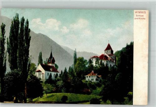 3752 Wimmis 1912 Foto AK Schloss Kirche