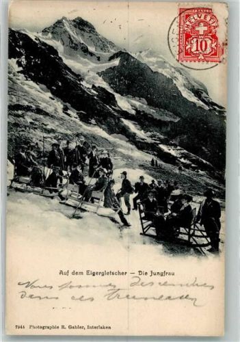 3823 Eigergletscher 1906 Winter Jungfrau Briefmarke Bildseite