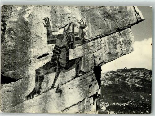 Rugghubelhütte Foto AK Sage Tuifel-Stein Weg zur Ruggehubelhütte Hüttenstempel