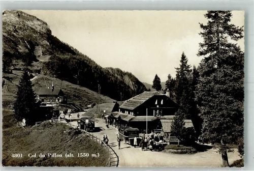 1865 Les Diablerets Ormont-Dessus Foto AK Postbus Gasthaus Col du Pillon