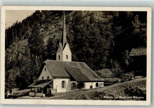 6463 Bürglen UR 1932 Foto AK Kirche Kapelle im Riedertal