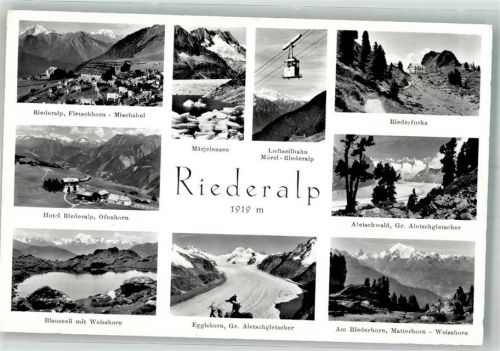 3987 Riederalp Foto AK Seilbahn Mörel-Riederalp Hotel Blausee Matterhorn Riederfurka