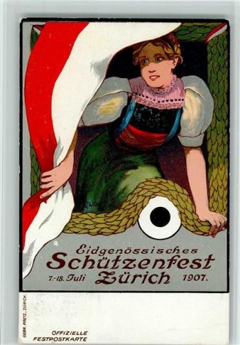 8000 Zürich - Eidgenössisches Schützerfest 1907 Klassischer Sonderstempel Fahne