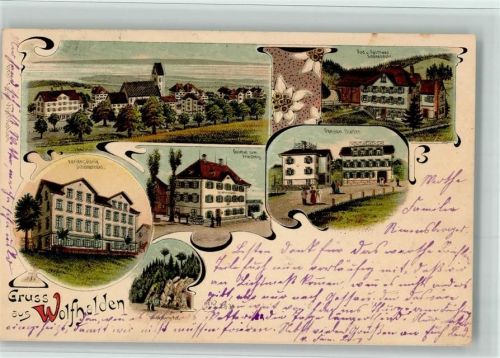 9427 Wolfhalden 1903 BOAKC Pension Blatter Gasthaus Friedberg Lithographie