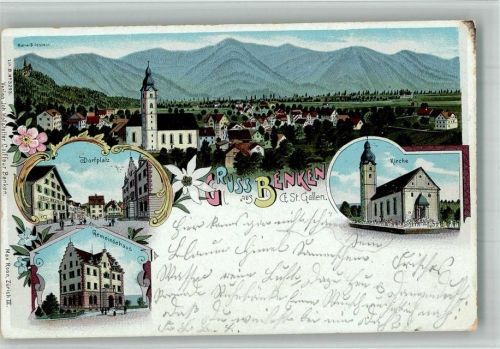 8717 Benken SG 1900 BOAKC Dorplatz Kirche Gemeindehaus