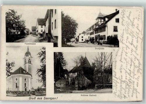 5707 Seengen 1909 Gebrauchsspuren Poststraße Dorfplatz Schloss Hallwil Kirche