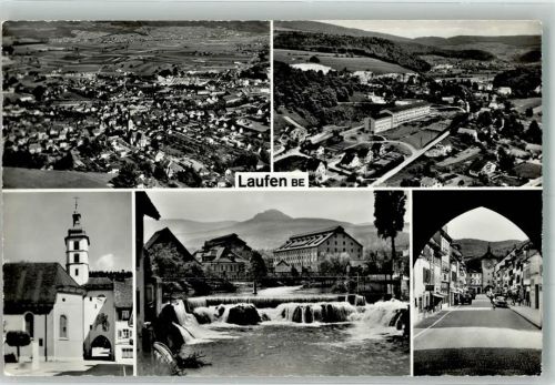 4242 Laufen Foto AK Kirche Straße Fliegeraufnahme