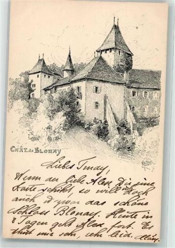 1807 Blonay 1900 Künstlerkarte Schloss sign. Meltzer