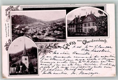 3672 Oberdiessbach 1901 Foto AK Schloss Kirche
