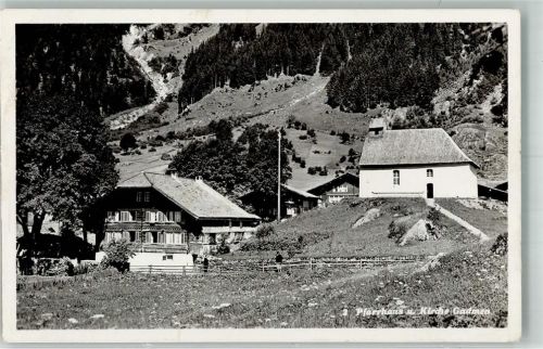 3863 Gadmen 1940 Foto AK Kirche Pfarrhaus