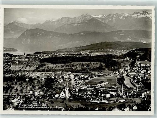 6020 Gerliswil - Fliegeraufnahme mit Emmenbrücke und Alpen
