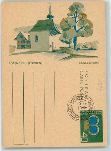 9492 Eschen Ganzsache Rofenberg Kirche Baum Bruno Kaufmann Künstlerkarte Ganzsache