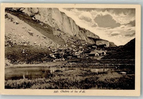 1854 Leysin Foto AK Pension Chalet et Lac de Ai