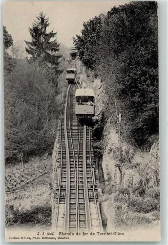 1820 Territet Foto AK Bergbahn Glion