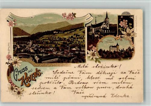 6010 Kriens 1897 BOAKC Lithographie Schloss Schauensee Kirche Edelweiß Verlag Künzli Nr 774