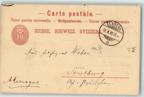 1815 Clarens 1882 Ganzsache 10 Rappen Vorläufer