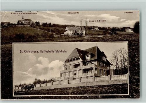 St Chrischona 1919 Gebrauchsspuren Kaffeehalle Waldrain AK
